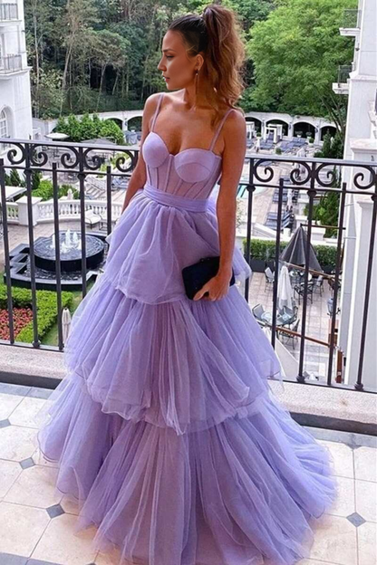 OKBBN A-line layered lotus leaf edge length chiffon dance dress