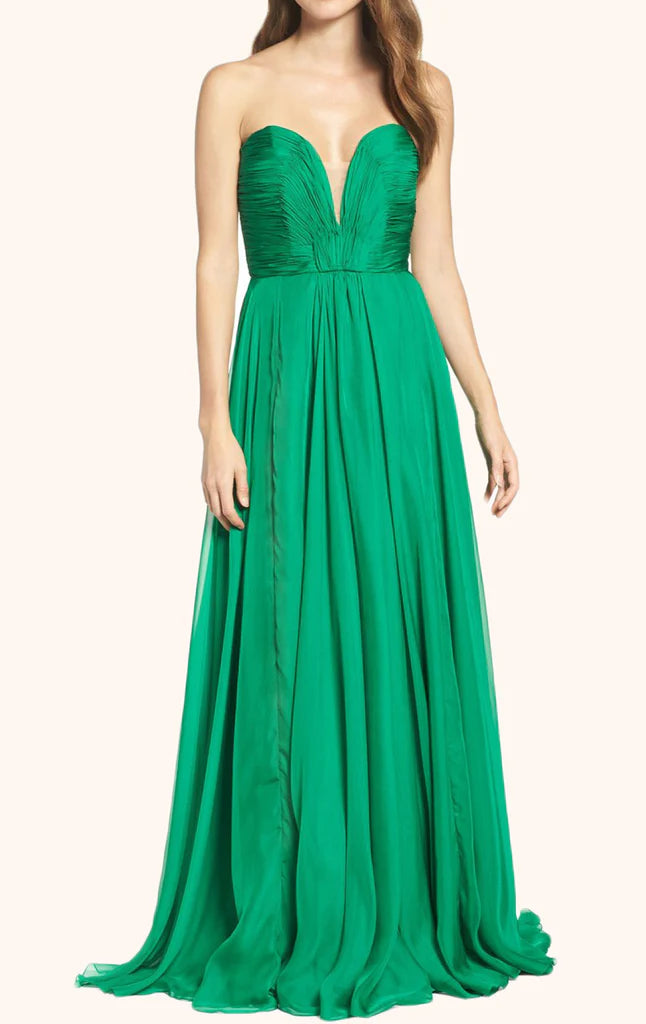 OKBBN strapless Sweetheart Chiffon Long Ball Dress