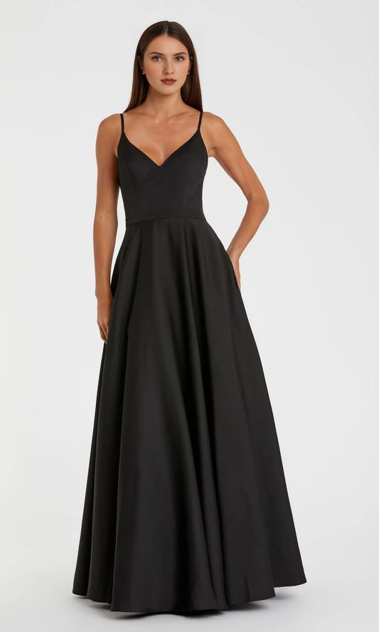OKBBN Classic A-line V-neck Corset Ball Dress