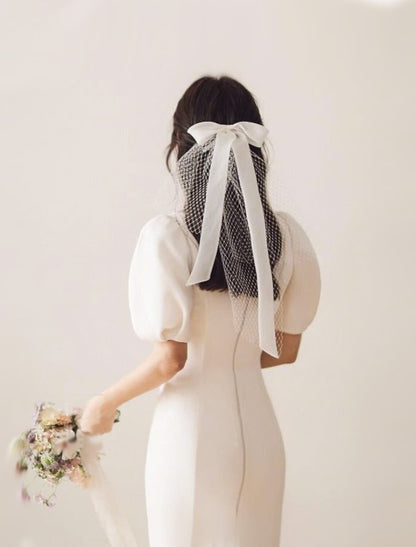 OKBBN ribbon butterfly wedding veil