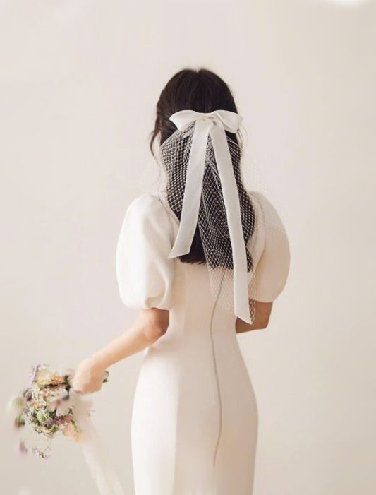 OKBBN ribbon butterfly wedding veil