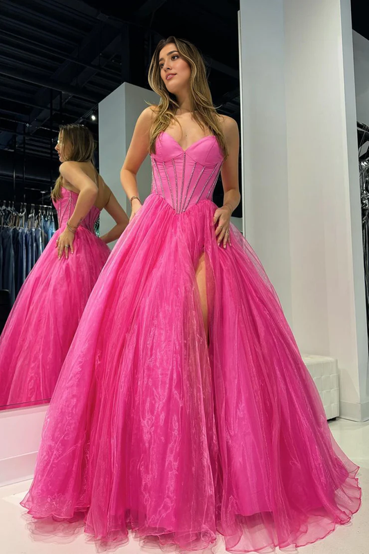OKBBN A-line Sweetheart Eugenia Long Ball Dress with Beads