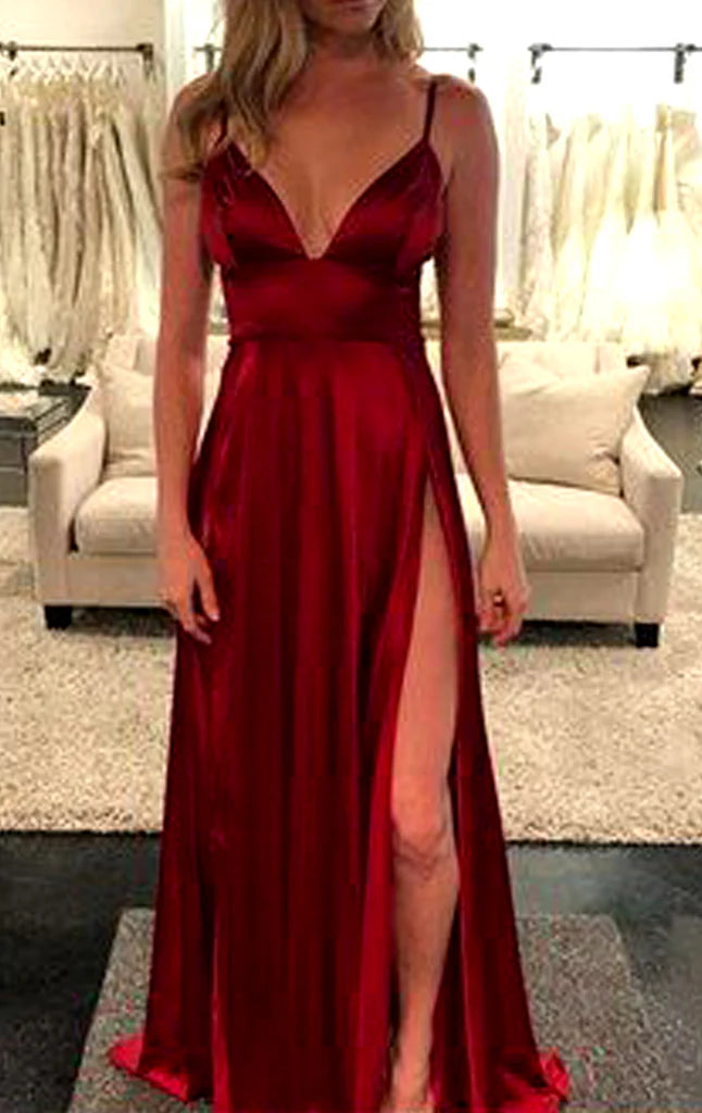 OKBBN slim shoulder V-neck long formal ball gown
