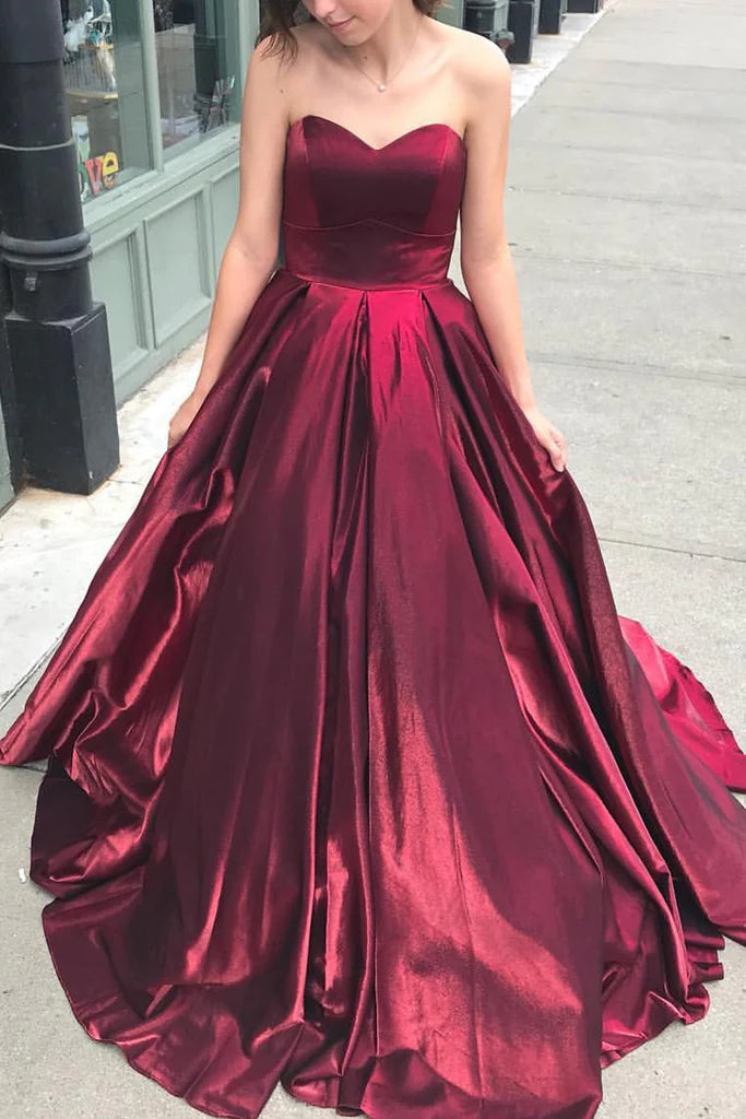 OKBBN Elegant Strapless Sweetheart Formal Ball Dress