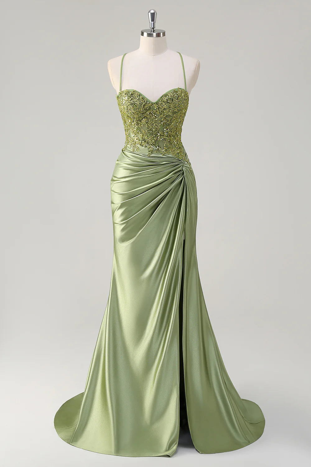 OKBBN elegant mermaid pleated applique slit dance dress