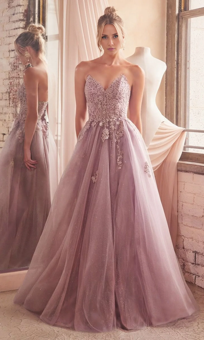 OKBBN elegant strapless long sparkling chiffon ball gown