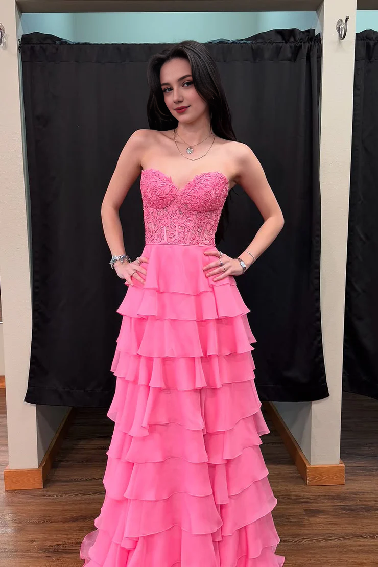 OKBBN A-line Sweetheart Chiffon Multi Layer Ball Dress