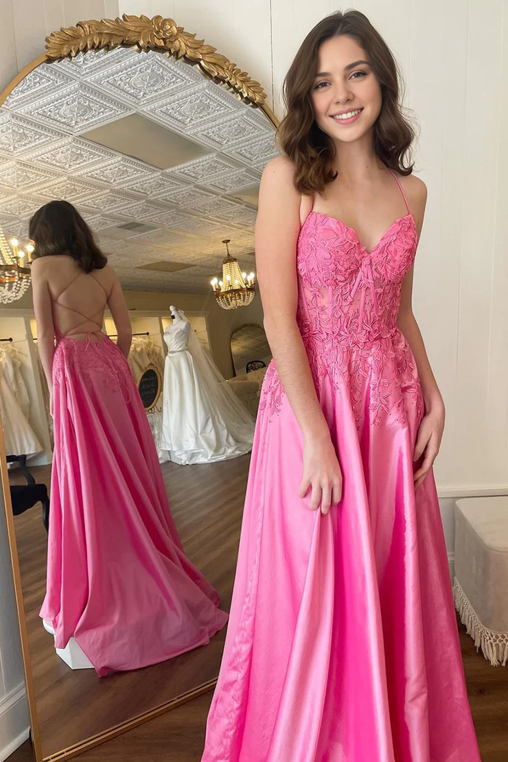 OKBBN Cute A-line Round Neck Satin Ball Dress