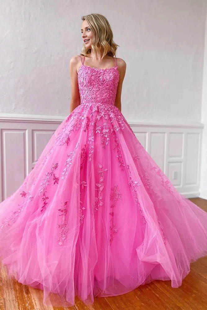 OKBBN Sweet Ball Dress Round Neck Decal Tulle Ball Dress