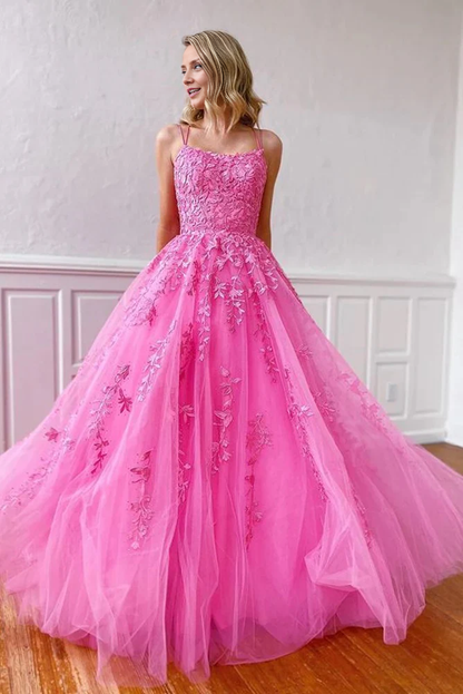 OKBBN Sweet Ball Dress Round Neck Decal Tulle Ball Dress