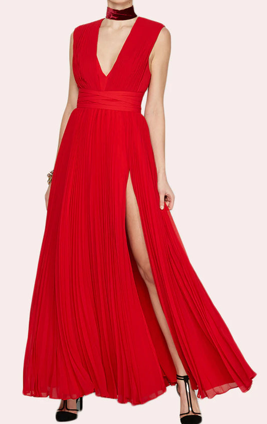 OKBBN Deep V-neck Chiffon and Ground Dance Dress
