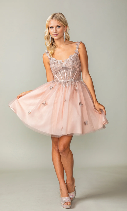 OKBBN's exquisite tight corset style butterfly shoulder straps and thin A-line Homecoming Dresses