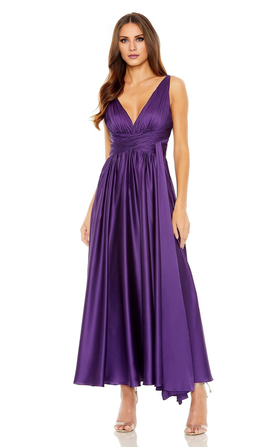 OKBBN ankle length backless A-line V-neck, high waisted ball gown