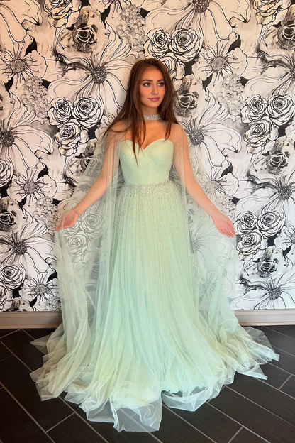 OKBBN Cute A-Shape Sweetheart Tulle Ball Dress
