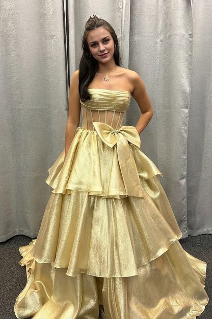 OKBBN Cute Off Shoulder Organza Layered Ball Dress