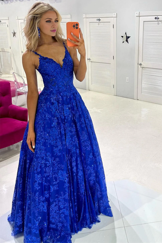 OKBBN sequined lace V-neck A-line dance dress