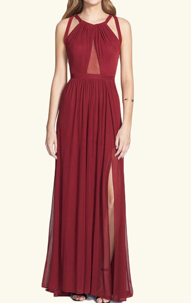 OKBBN elegant backless chiffon minimalist ball gown