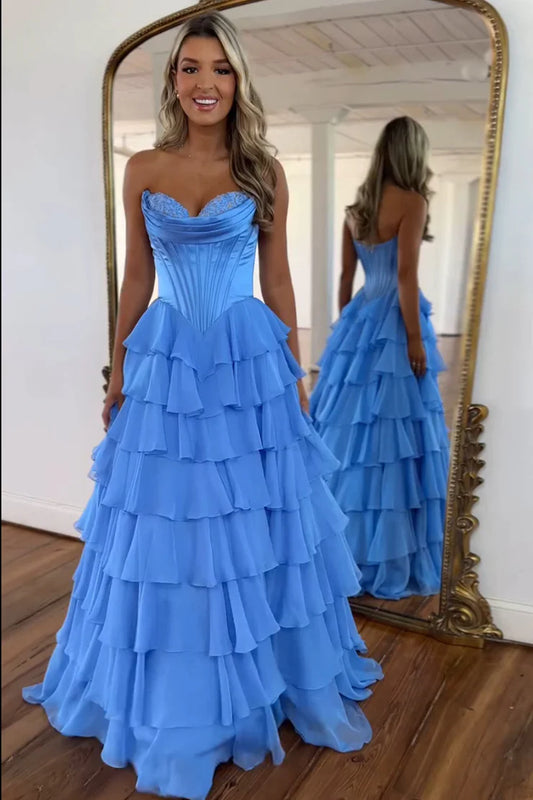 OKBBN A-line Layered Long Ball Dress