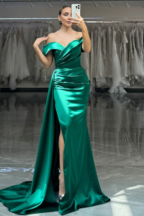 OKBBN Simple and Elegant Tight Off Shoulder Sleeveless Ball Dress