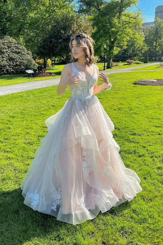 OKBBN Cute A-line V-neck Chiffon Ball Dress