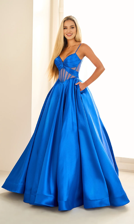 OKBBN thin shoulder strap transparent tight corset ball dress