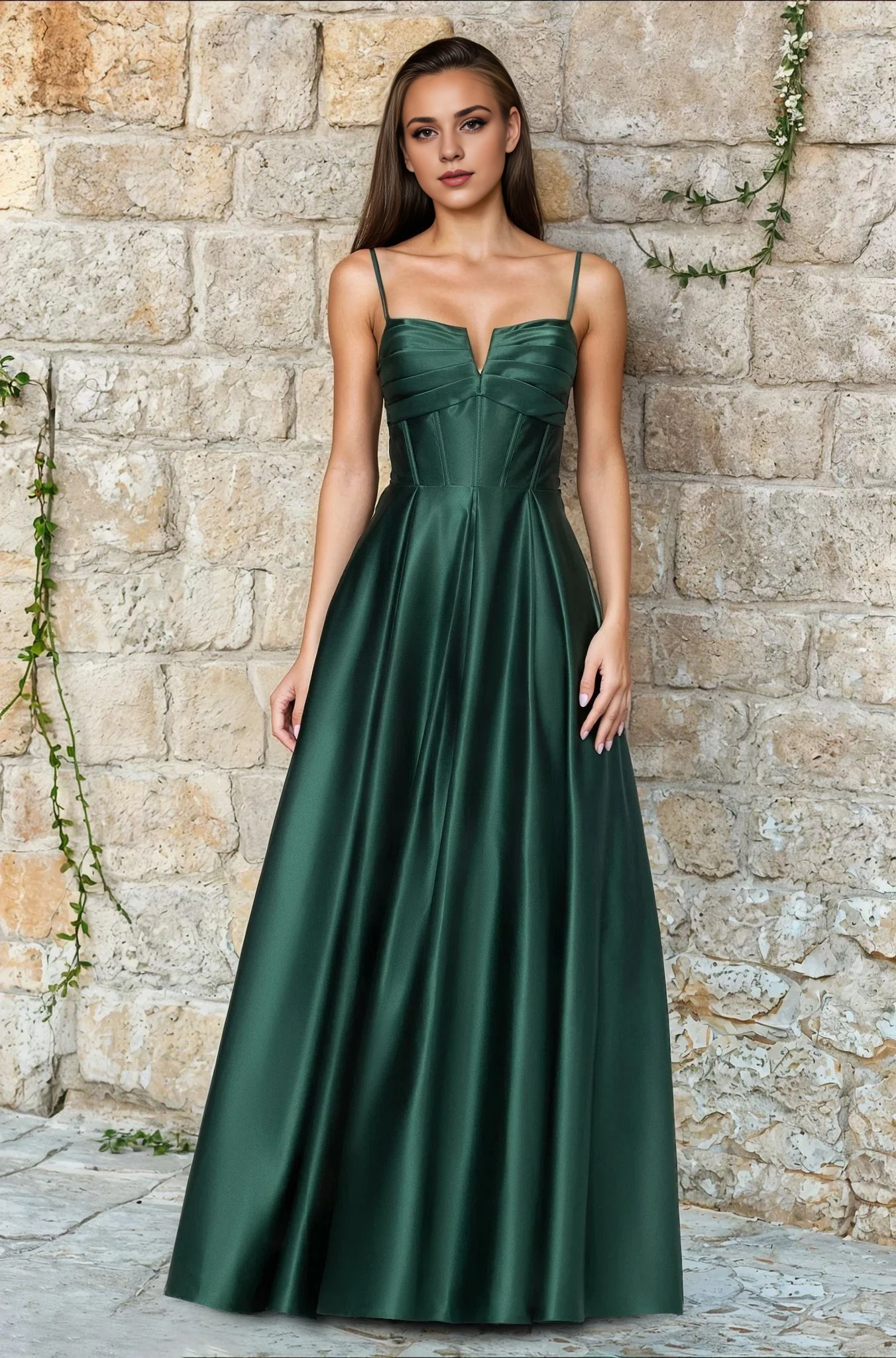 OKBBN Elegant Thin Strap Sleeveless Long Ball Dress