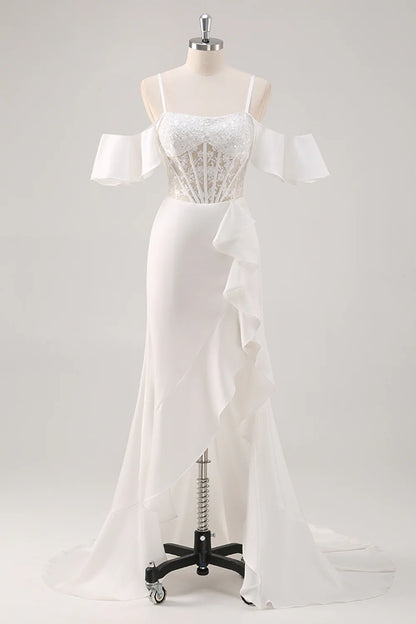 OKBBN Elegant Lace Corset Split Evening Dress