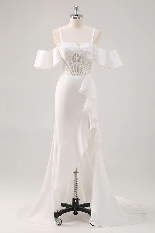OKBBN Elegant Lace Corset Split Evening Dress