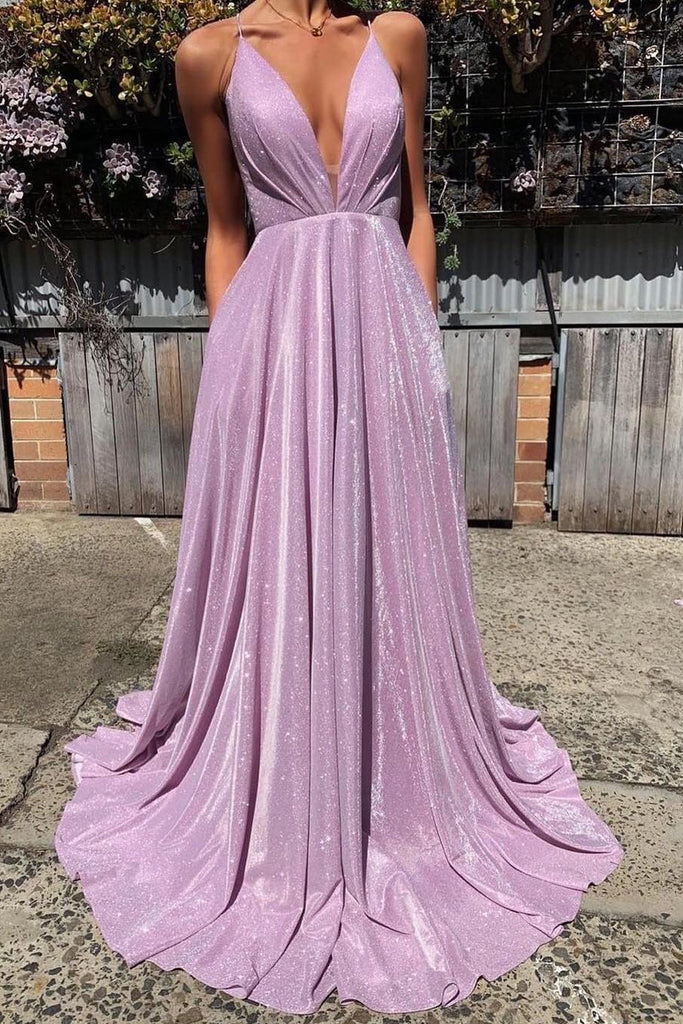 OKBBN Elegant Strap V-neck Long Formal Ball Dress