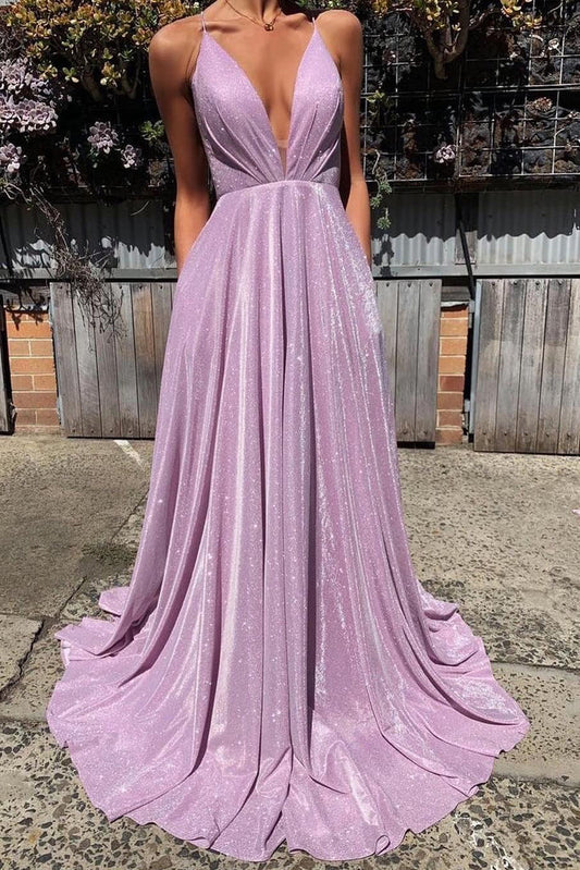 OKBBN Elegant Strap V-neck Long Formal Ball Dress