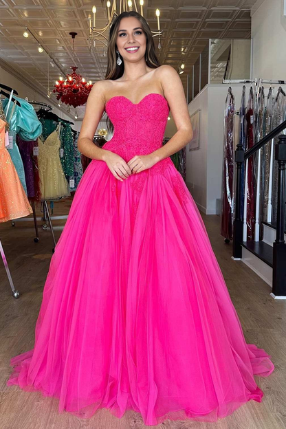 OKBBN A-line sheer lace off shoulder long ball gown