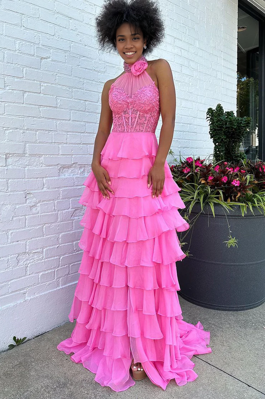 OKBBN Cute Tight Bareback Chiffon Cake Ball Dress