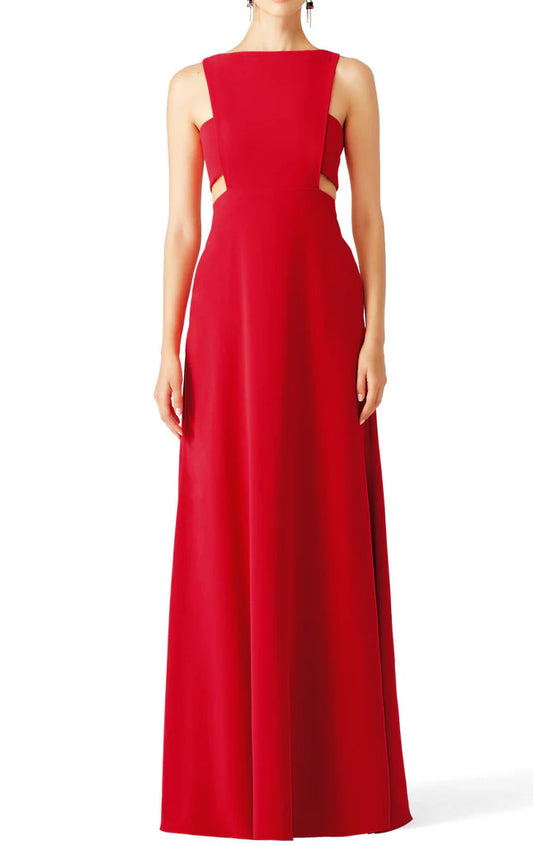 OKBBN spaghetti strap O-neck hollowed out long ball gown