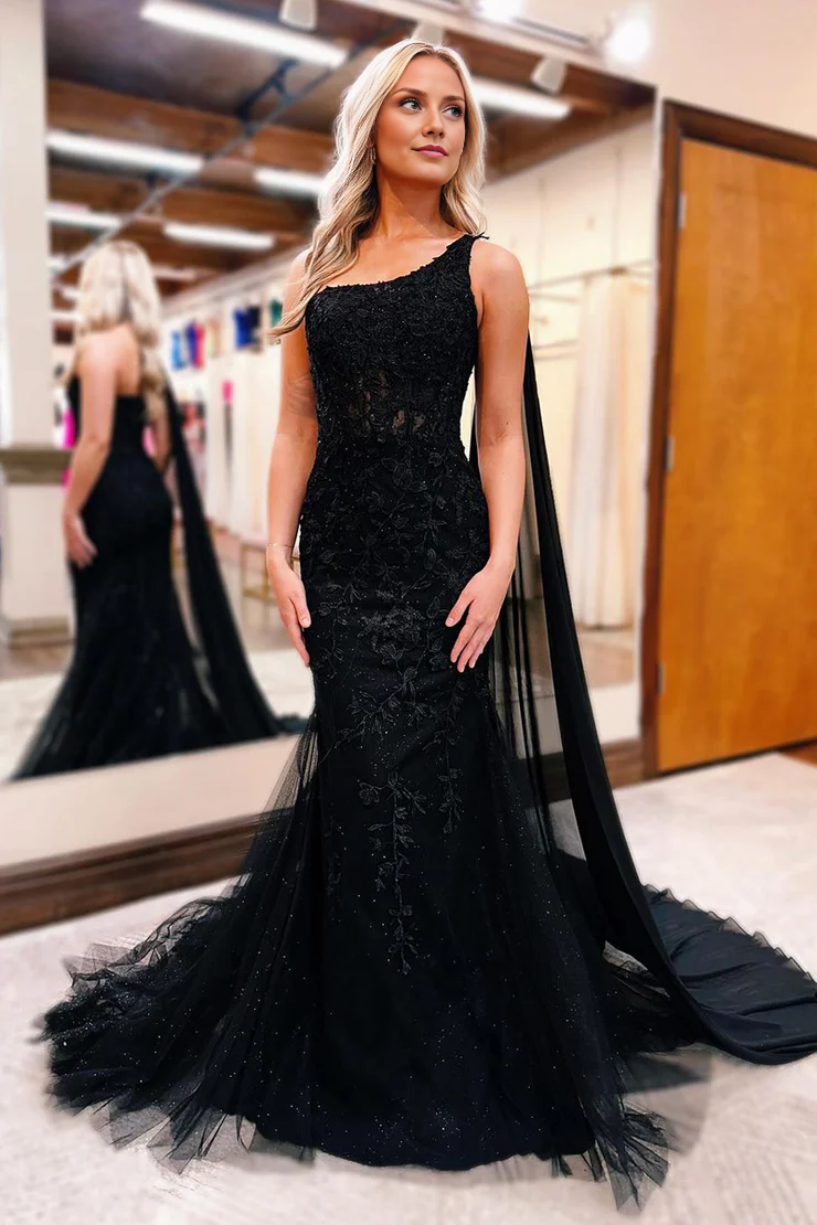 OKBBN Unique Mermaid One Shoulder Long Ball Dress