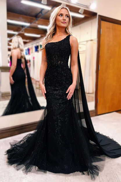 OKBBN Unique Mermaid One Shoulder Long Ball Dress