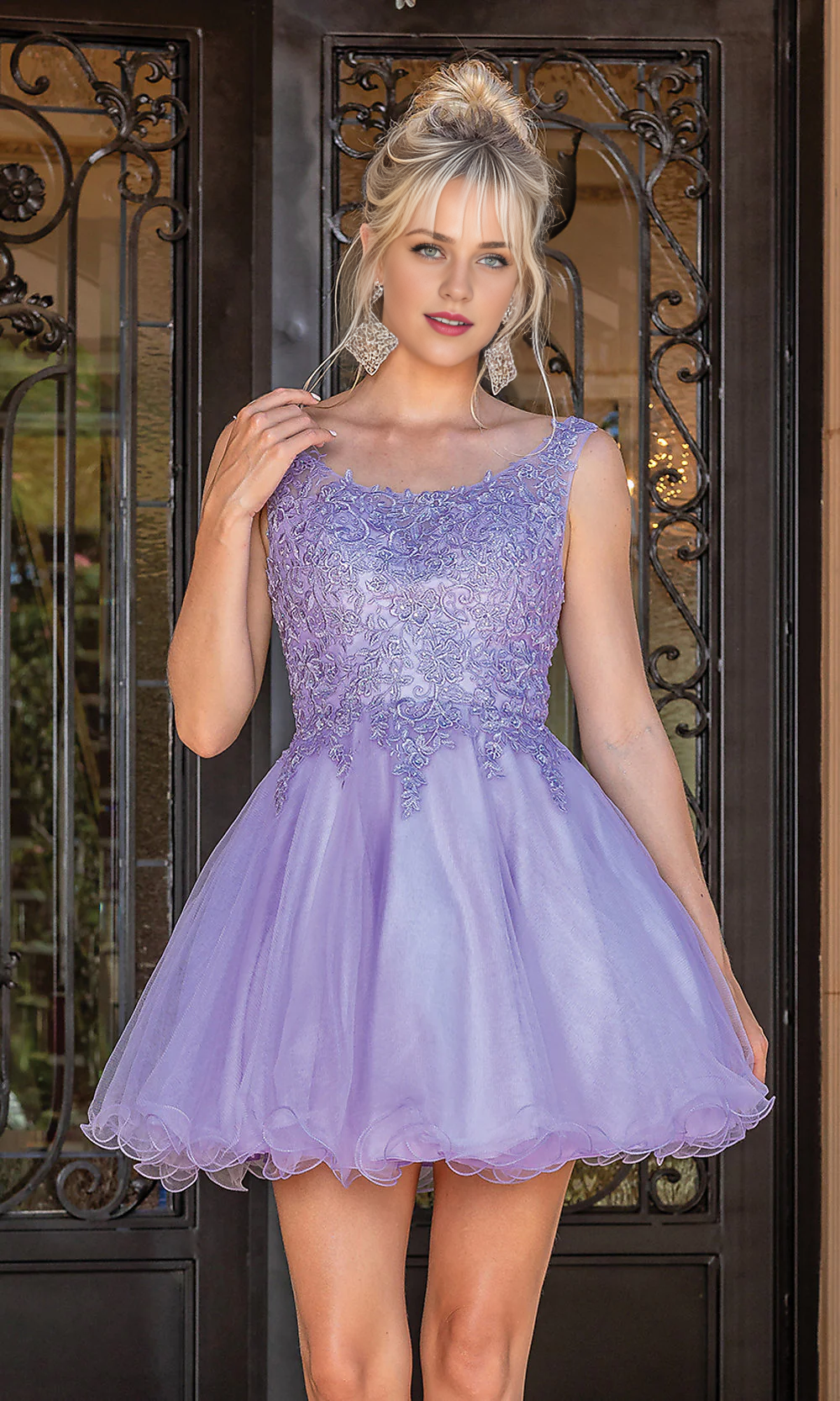 OKBBN A-line Short Exquisite Embroidered Perspective Tight corset Homecoming Dress