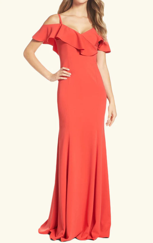 OKBBN Off Shoulder Knitted Long Formal Ball Dress