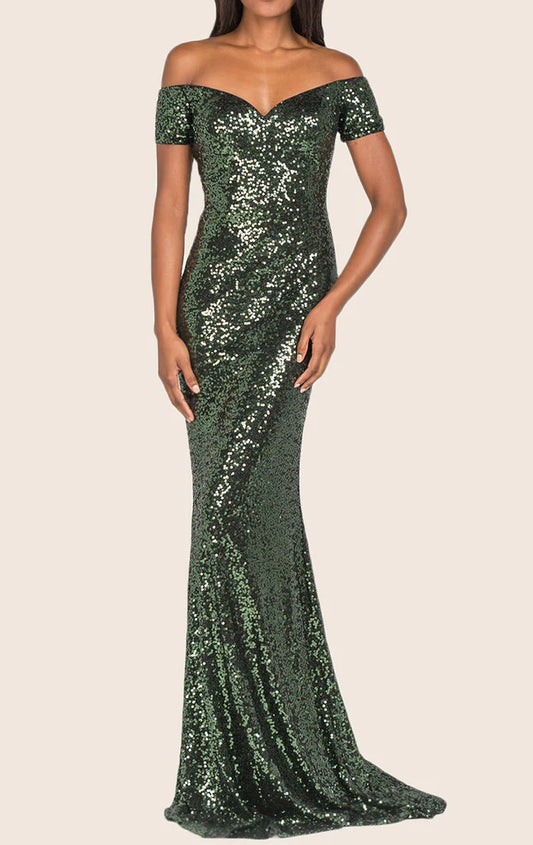 OKBBN Mermaid Off Shoulder Glitter Ball Dress