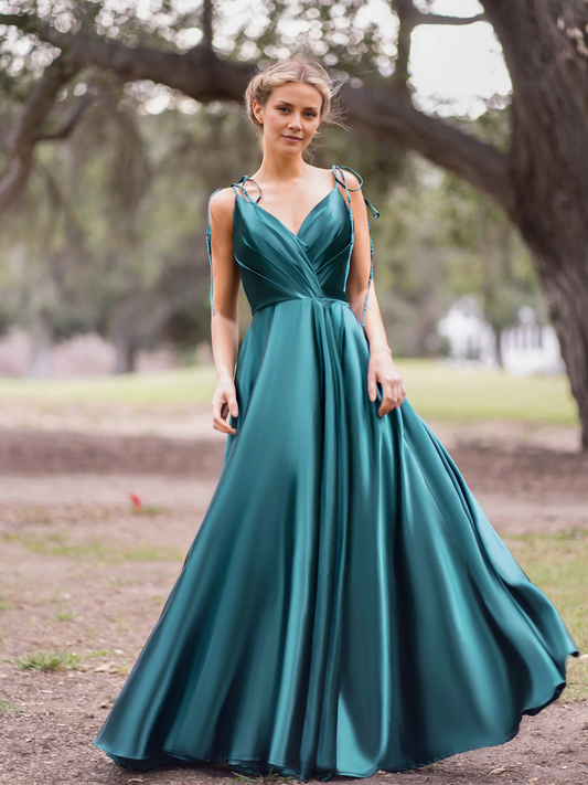 OKBBN wrapped satin A-line and floor dance dress