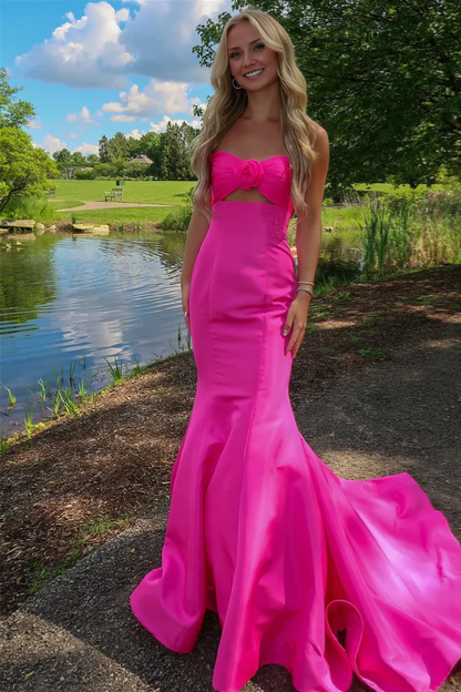 OKBBN Mermaid Sweetheart Satin Ball Dress with Bow