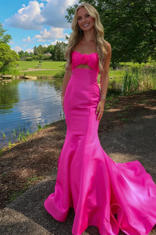 OKBBN Mermaid Sweetheart Satin Ball Dress with Bow