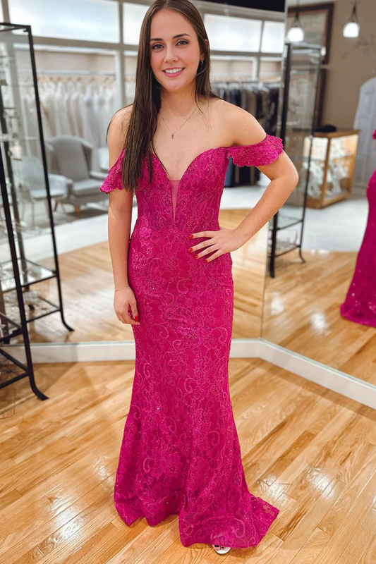 OKBBN Charming Mermaid Off-the-shoulder Lace Ball Gown