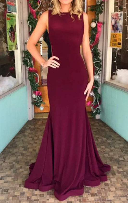 OKBBN Mermaid Knitted Long Formal Ball Dress