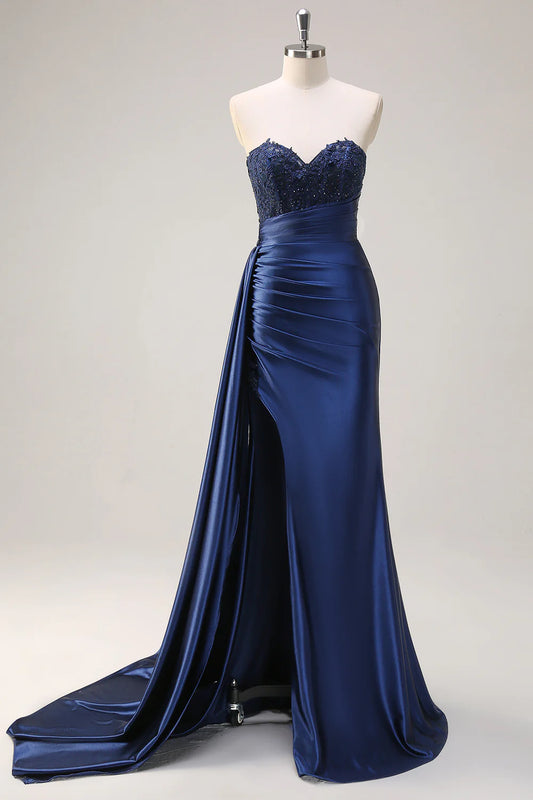 OKBBN Elegant Mermaid Decal Split Long Ball Dress