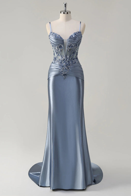 OKBBN's dignified mermaid pleated tight corset long ball dress