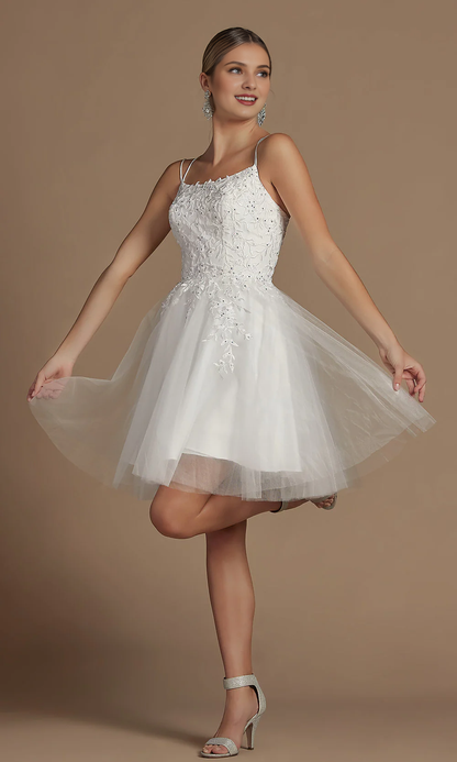 OKBBN Short Embroidered Waist A-line Tight corset Homecoming Dress