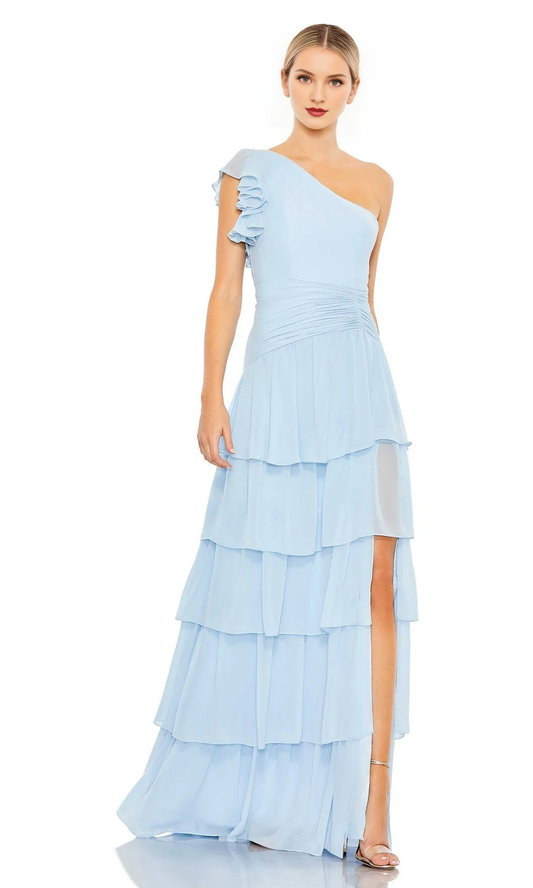 OKBBN One Shoulder Layered A-line Formal Ruffle Ball Dress