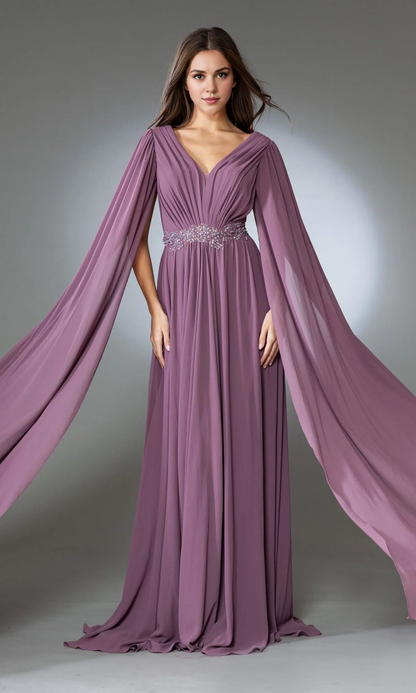 OKBBN's charming hanging sleeve long ball gown