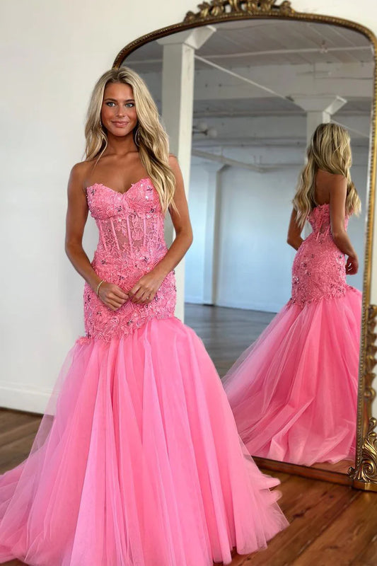 OKBBN Cute Mermaid Off Shoulder Tulle Ball Dress with Stickers