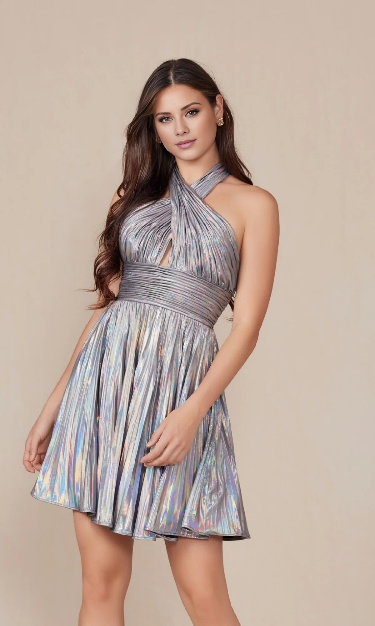 OKBBN backless short pleated A-line high waist hollow Homecoming Dresses